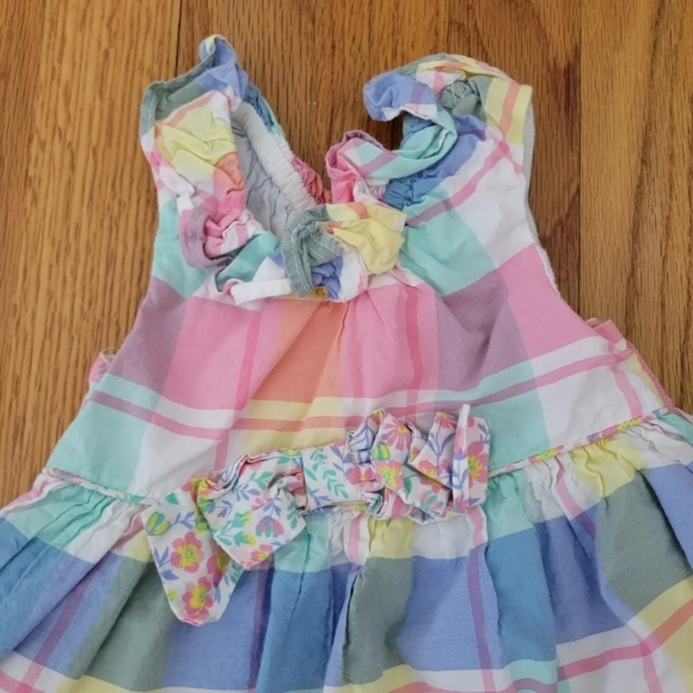 Tommy Bahama Toddler Girl Pastel‎ Plaid Summer Outfit Dress & Bloomers 18 months